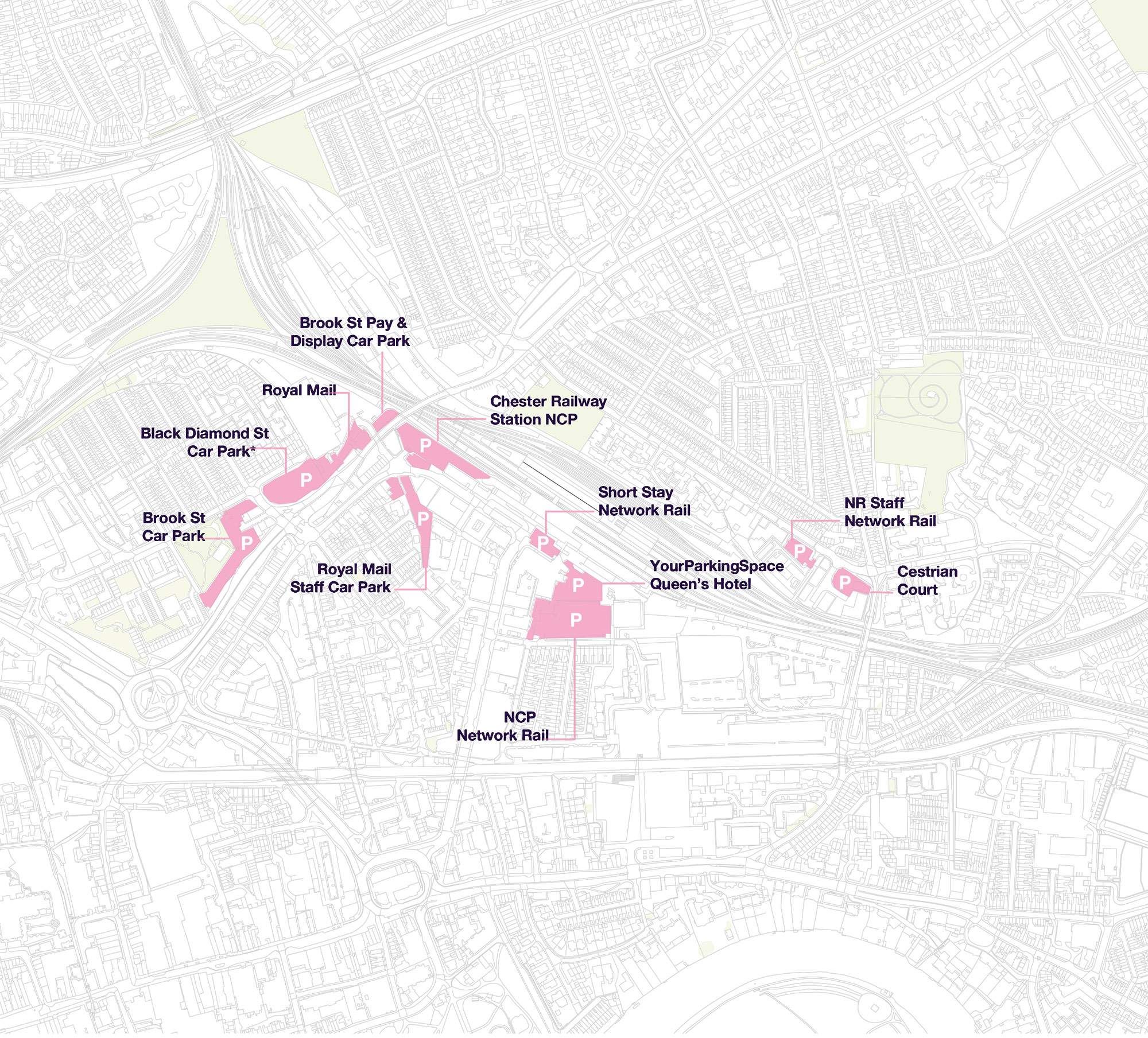 Existing public and private car parks across the Gateway