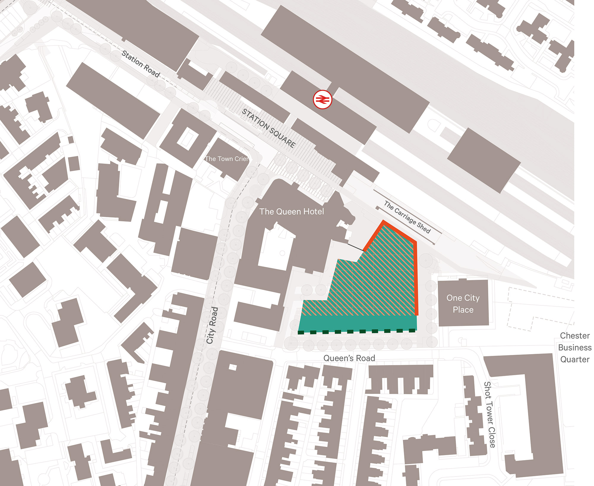 Queens Road indicative plan showing potential uses for this area